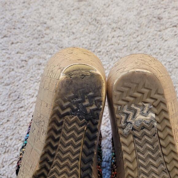Skechers Wedge Sandals Colorful Woven Cork Heel Y2K Retro Summer Sz 8.5  GUC - Picture 7 of 9